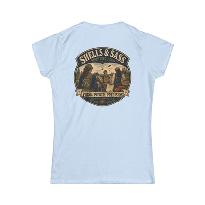Shells & Sass Shooting Club Tee — "Poise. Power. Precision." Women's T‑Shirt - Top Shot Supplies