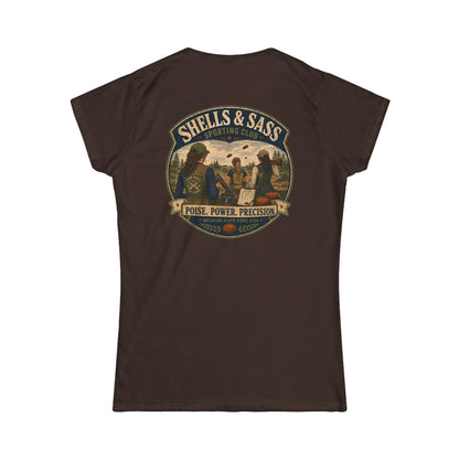 Shells & Sass Shooting Club Tee — "Poise. Power. Precision." Women's T‑Shirt - Top Shot Supplies