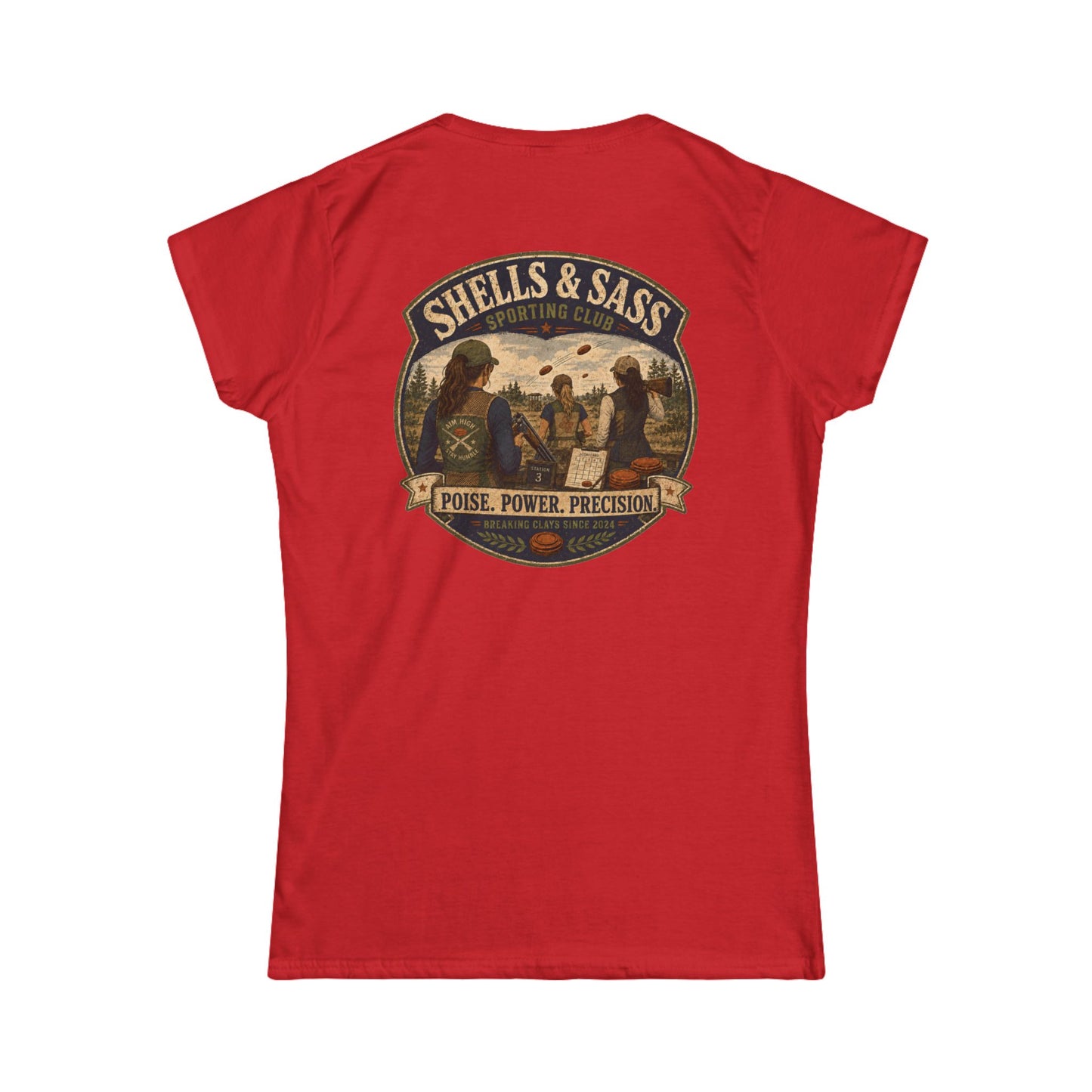 Shells & Sass Shooting Club Tee — "Poise. Power. Precision." Women's T‑Shirt - Top Shot Supplies