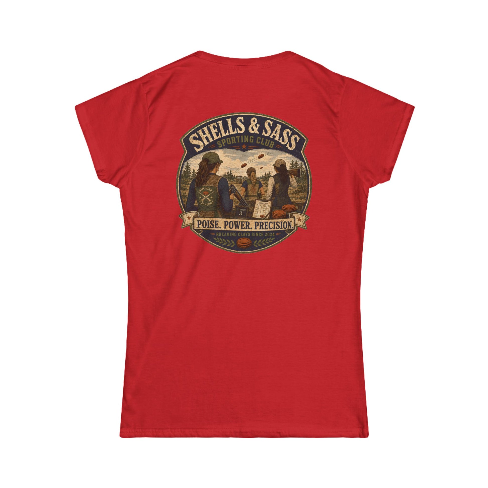 Shells & Sass Shooting Club Tee — "Poise. Power. Precision." Women's T‑Shirt - Top Shot Supplies