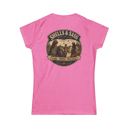 Shells & Sass Shooting Club Tee — "Poise. Power. Precision." Women's T‑Shirt - Top Shot Supplies