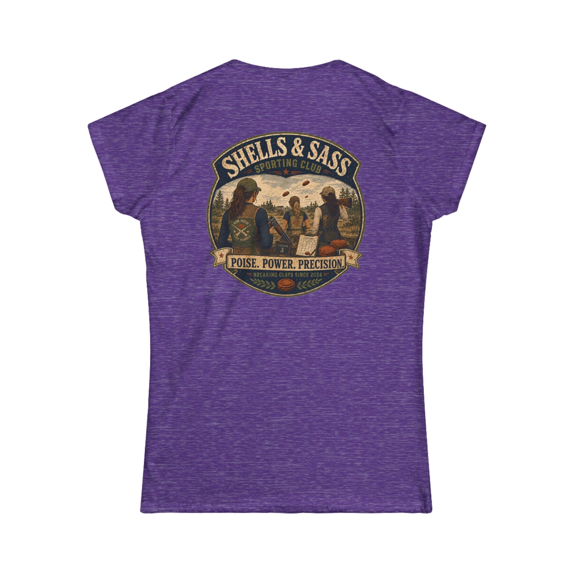 Shells & Sass Shooting Club Tee — "Poise. Power. Precision." Women's T‑Shirt - Top Shot Supplies