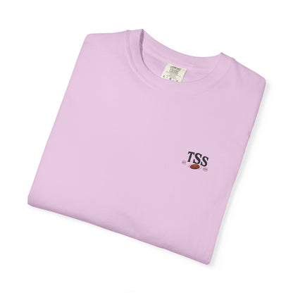 Trap House Social Club trap shooting t-shirt back graphic, five shooters badge design