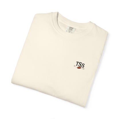 Trap House Social Club trap shooting t-shirt back graphic, five shooters badge design