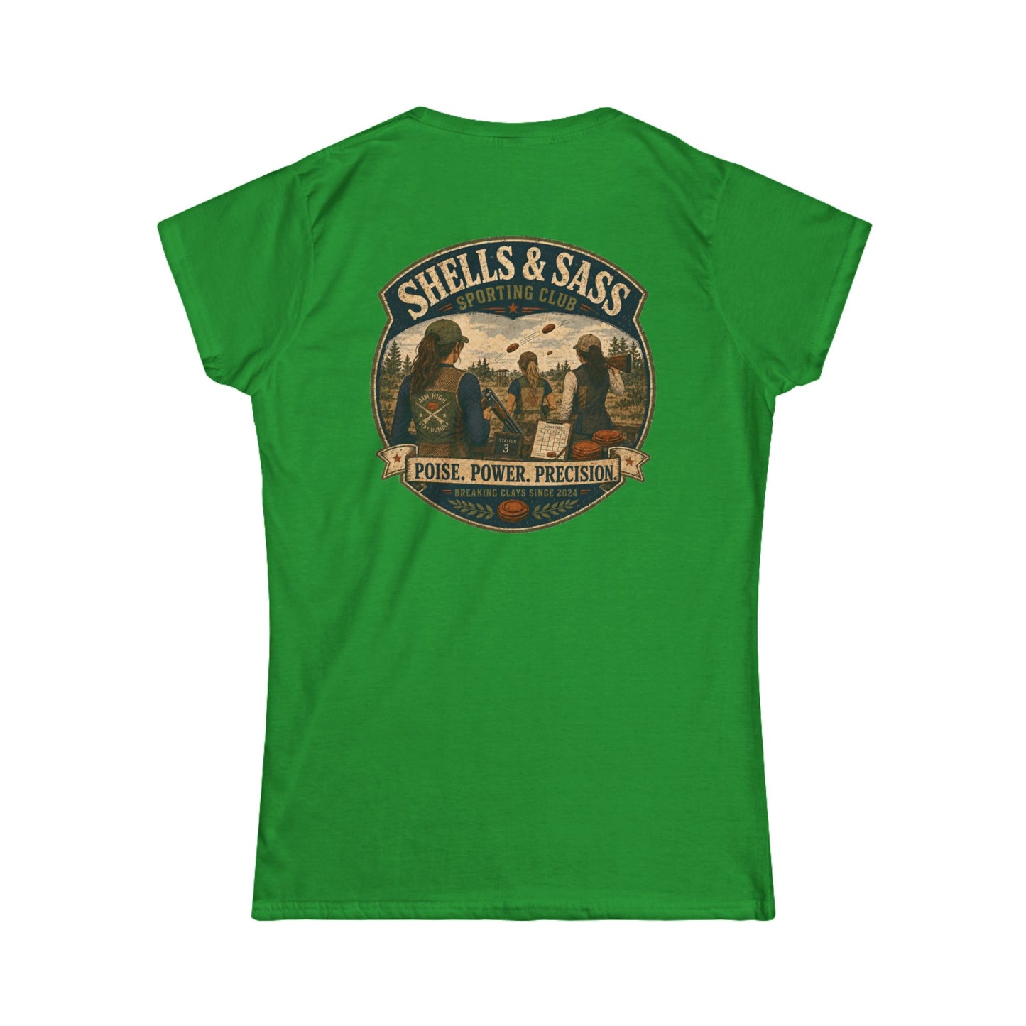 Shells & Sass Shooting Club Tee — "Poise. Power. Precision." Women's T‑Shirt - Top Shot Supplies