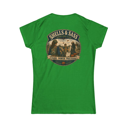 Shells & Sass Shooting Club Tee — "Poise. Power. Precision." Women's T‑Shirt - Top Shot Supplies