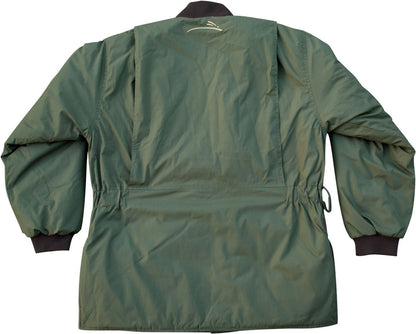 Wild Hare Cold Weather Shooting Coat - Olive with Brown Distressed Leather
